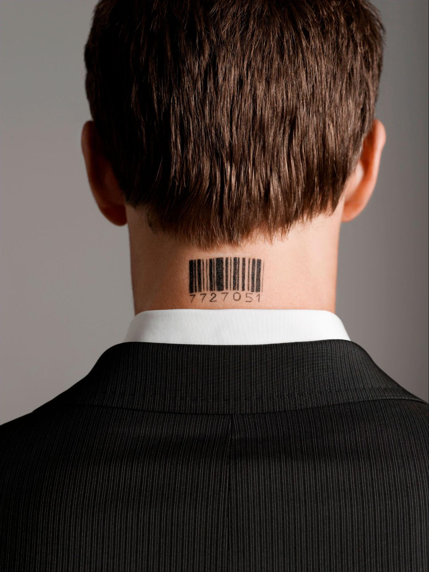 man wearing a barcode tattoo