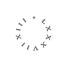 Circular arrangement of Roman numerals on a white background