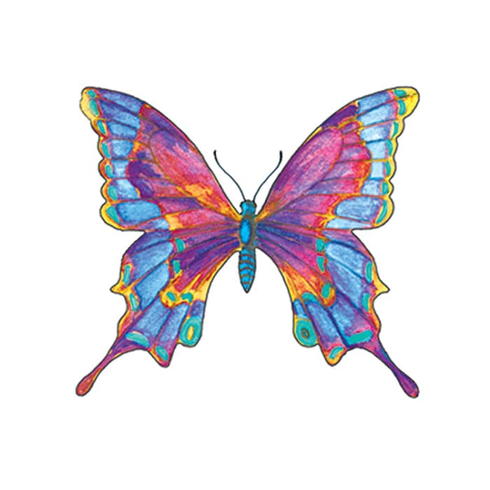Multicolored Butterfly Temporary Tattoo 1.5 in x 1.5 in