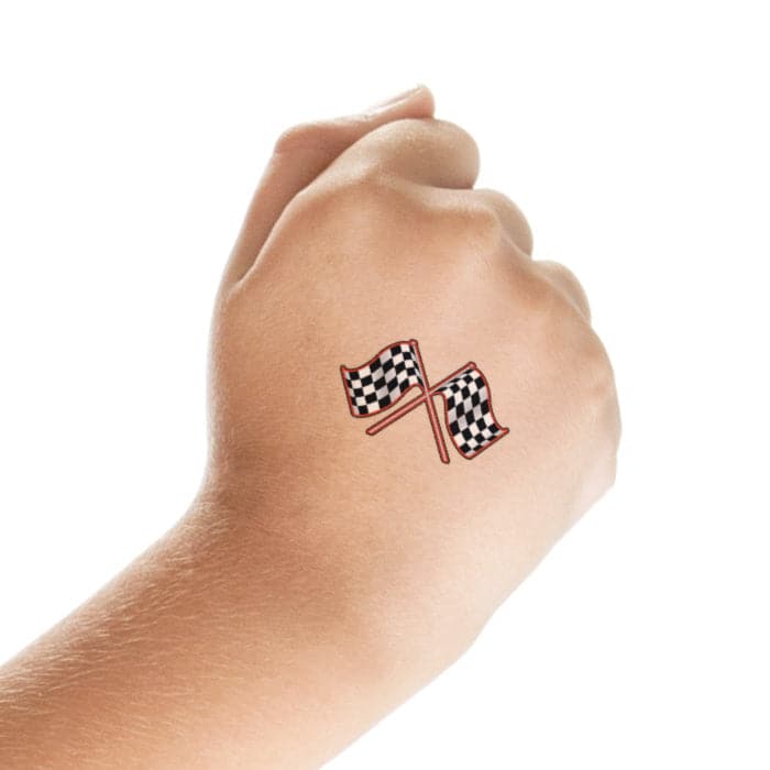 Check Flag Temporary Tattoo 1.5 in x 1.5 in