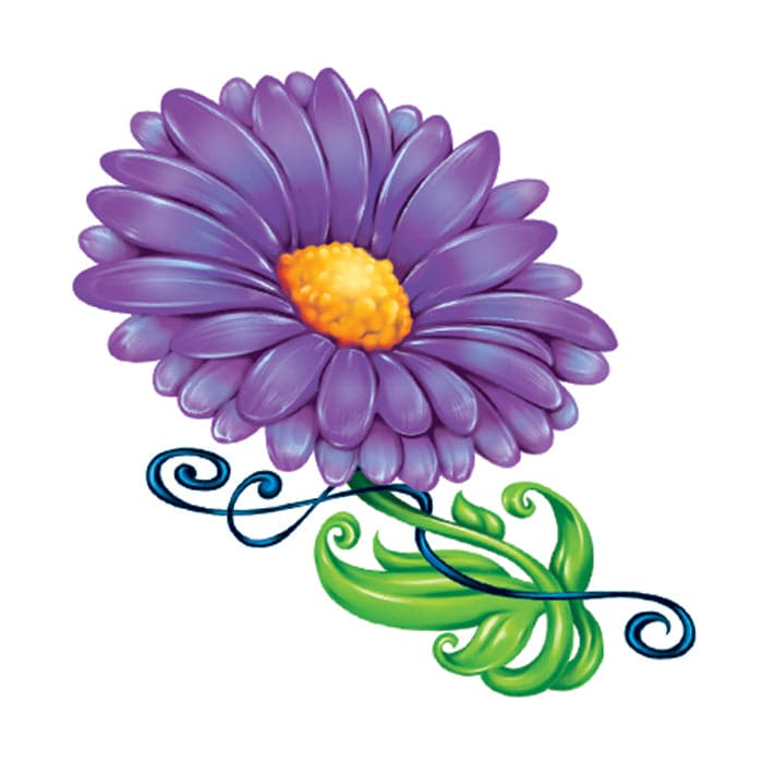 Purple Flower Temporary Tattoo 1.5 in x 1.5 in