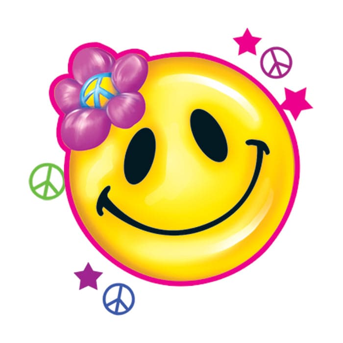 Peace Smiley Face Temporary Tattoo 1.5 in x 1.5 in