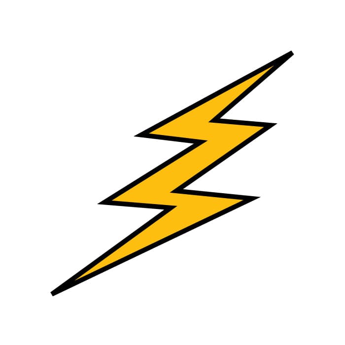 Lightning Bolt Temporary Tattoo 1.5 in x 1.5 in