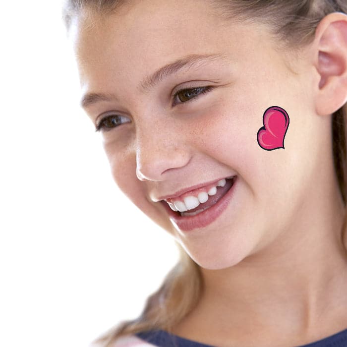 Pink Heart Temporary Tattoo 1.5 in x 1.5 in