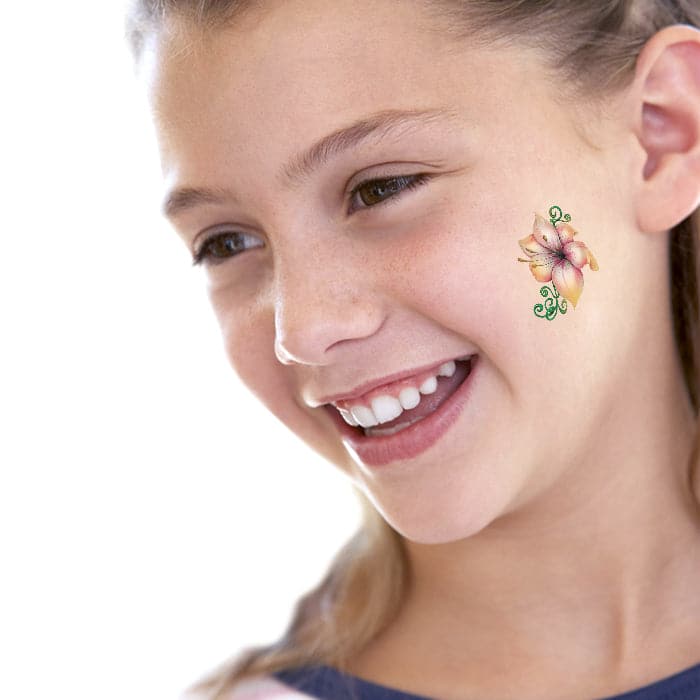 Lily Flower and Vine Temporary Tattoo 1.5 in x 1.5 in