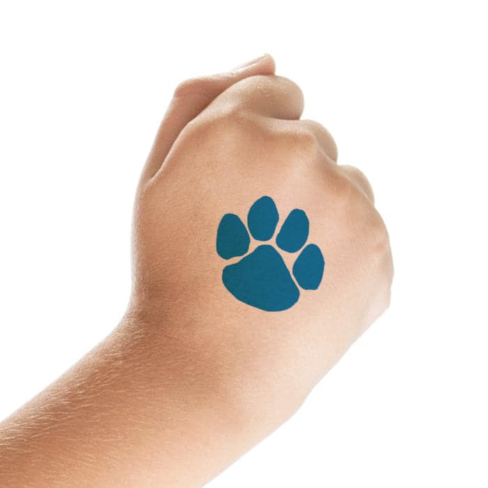 Small Blue Paw Print Temporary Tattoo 1.5 in x 1.5 in