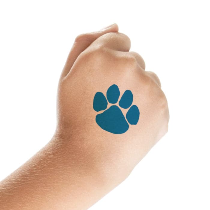 Small Blue Paw Print Temporary Tattoo 1.5 in x 1.5 in