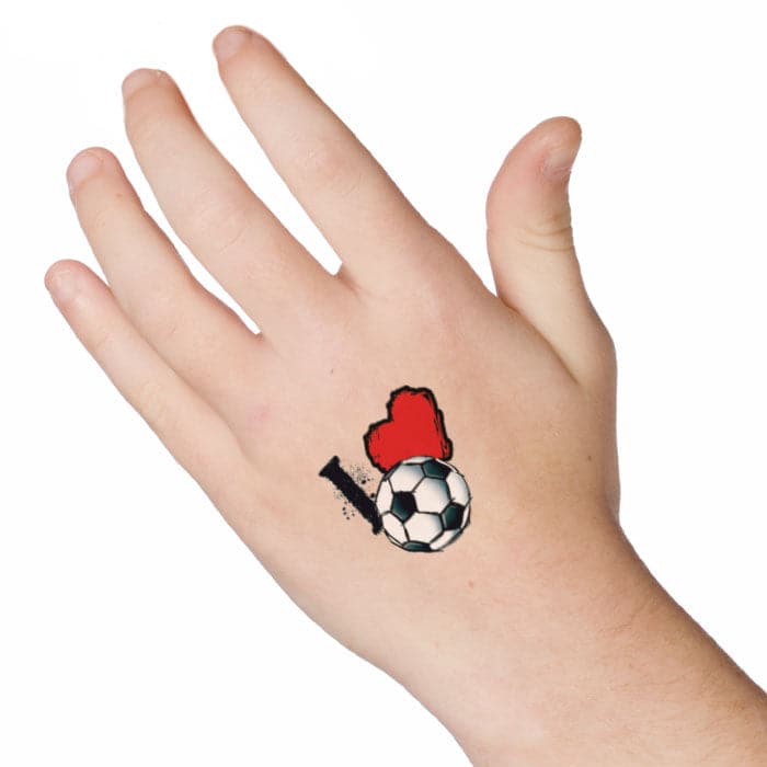 Soccer Lovers "I Heart Soccer" Temporary Tattoo 1.5 in x 1.5 in
