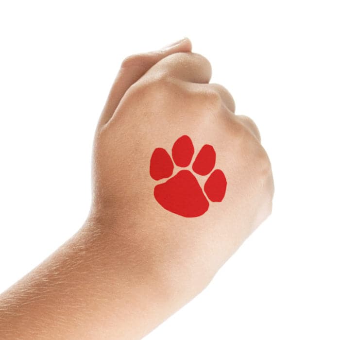 Red Paw Print Temporary Tattoo 1.5 in x 1.5 in