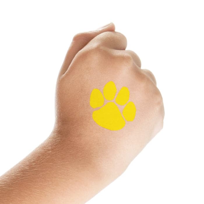 Yellow Paw Print Temporary Tattoo 1.5 in x 1.5 in