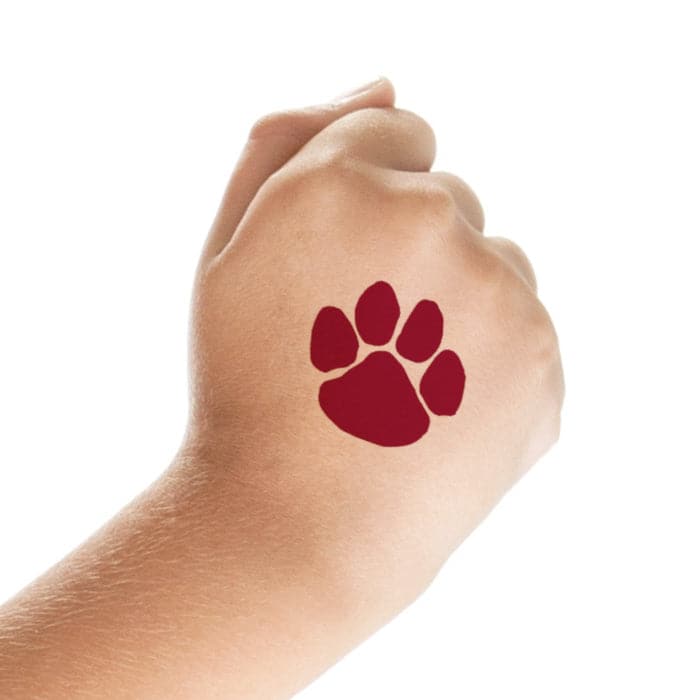 Maroon Paw Print Temporary Tattoo 1.5 in x 1.5 in