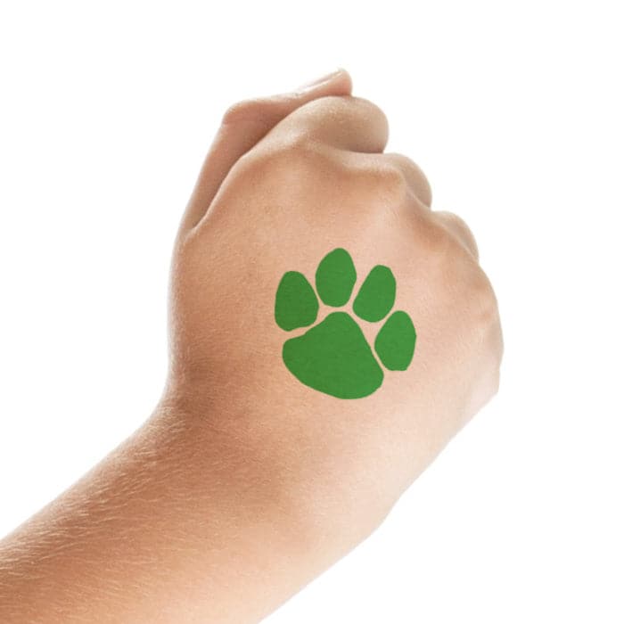 Green Paw Print Temporary Tattoo 1.5 in x 1.5 in
