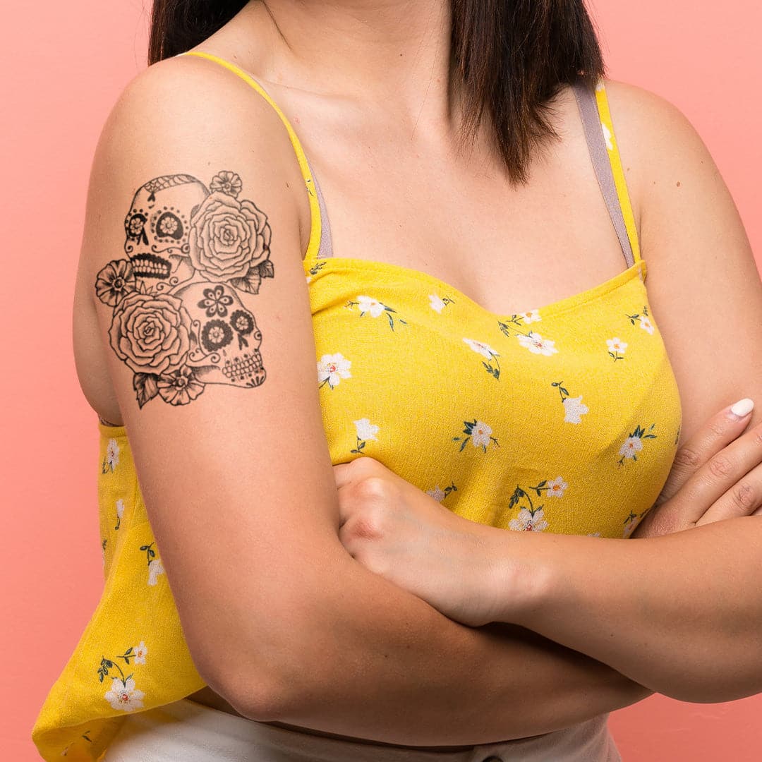 Calaveras Sugar Skull Temporary Tattoo Set 6 in x 4.5 in