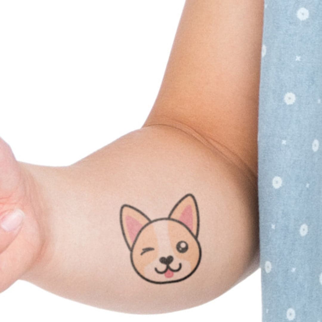 Corgi Face Temporary Tattoo 2 in x 2 in