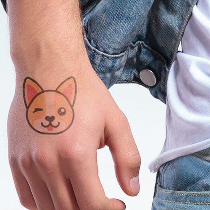 Corgi Face Temporary Tattoo 2 in x 2 in