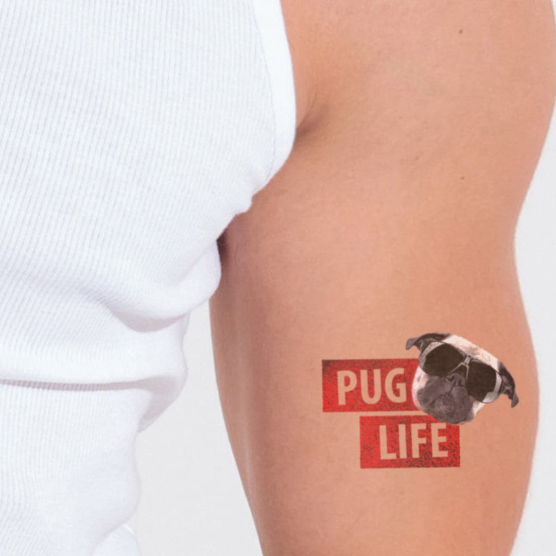 Pug Life Metallic Temporary Tattoo - Temporary Tattoos