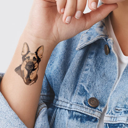 German Shepherd Temporary Tattoo 3.5 in x 2.5 in