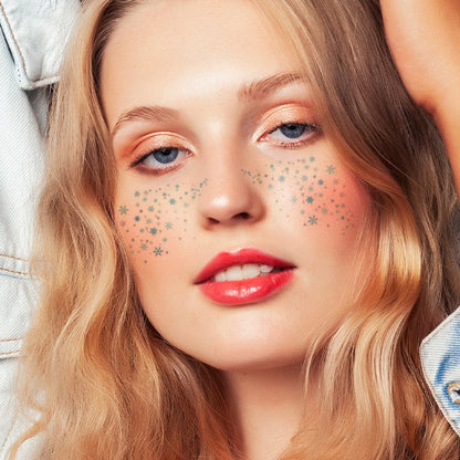 Metallic Snowflake Flashy Freckles Face Temporary Tattoo 6.75 in x 4 in