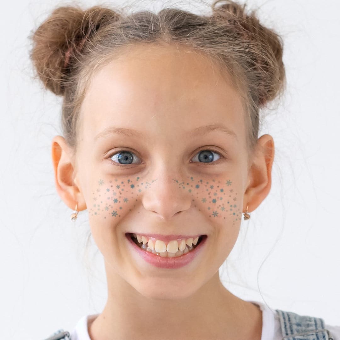 Metallic Snowflake Flashy Freckles Face Temporary Tattoo 6.75 in x 4 in