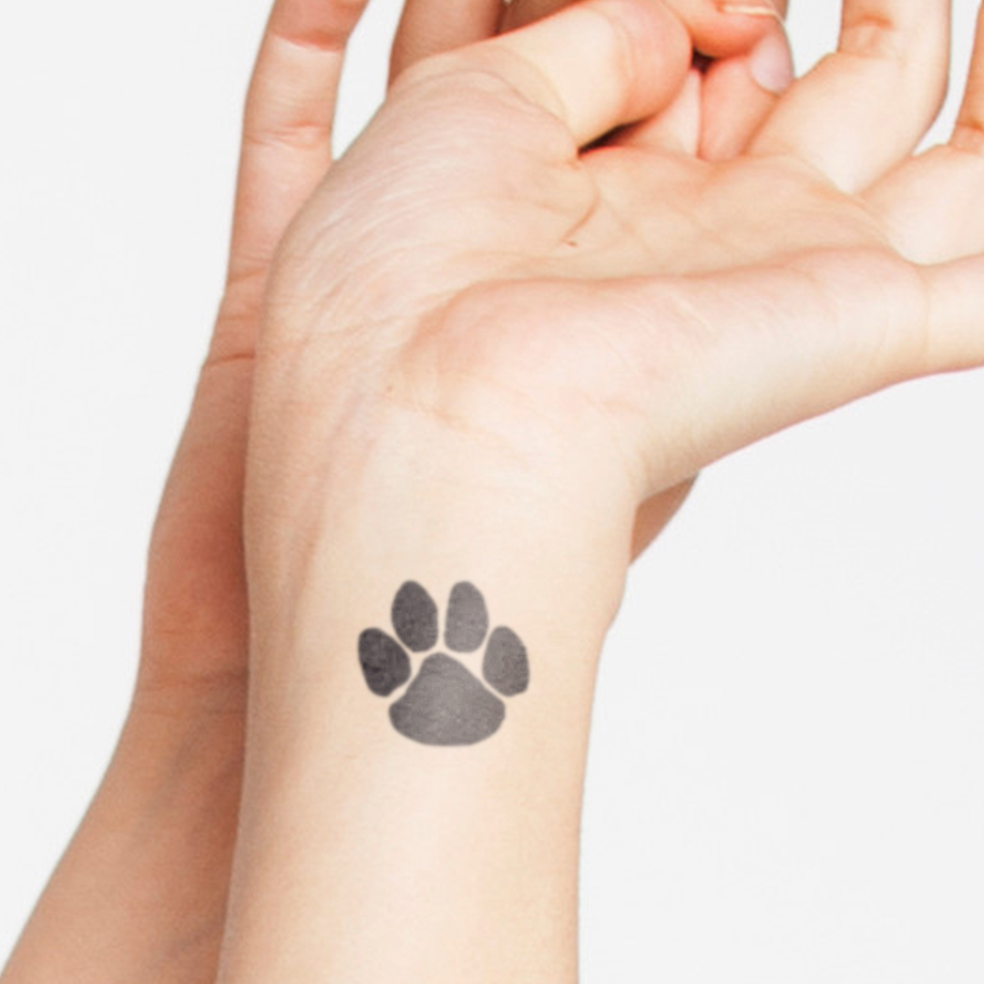 Small Black Paw Print Temporary Tattoo 1.5 in x 1.5 in