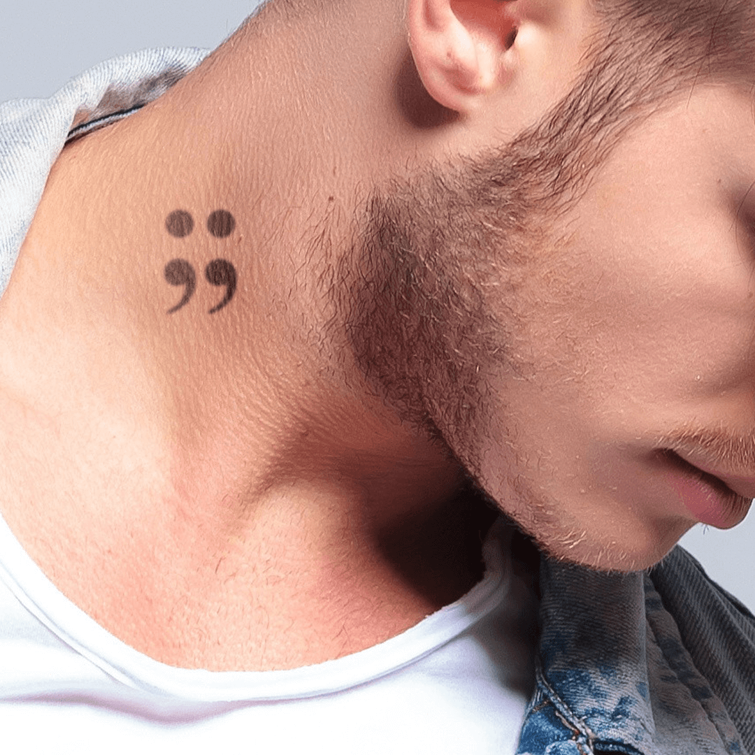 Semicolon Temporary Tattoo 2 in x 1.5 in