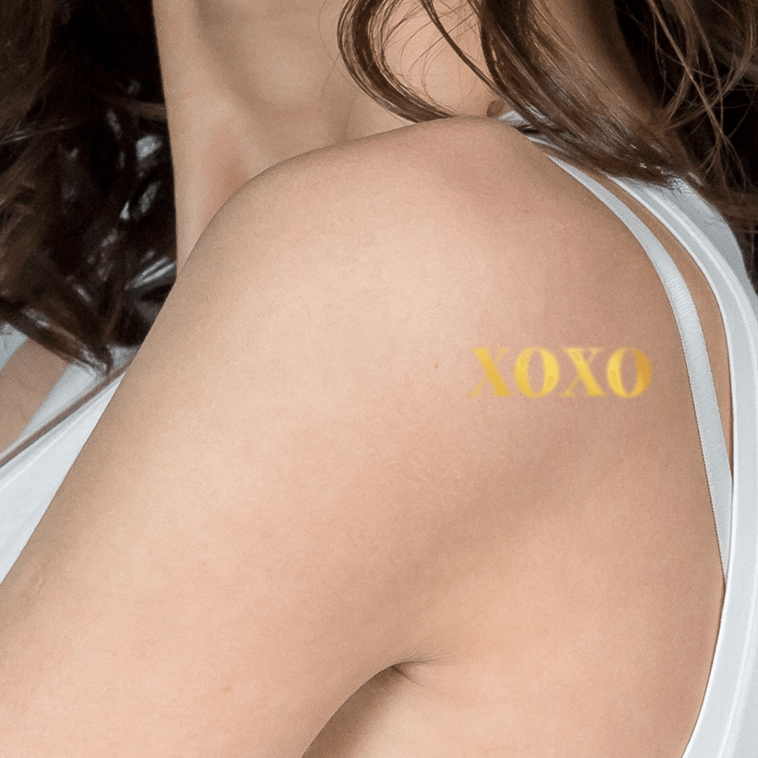 Metallic XOXO Temporary Tattoo 2 in x 3 in