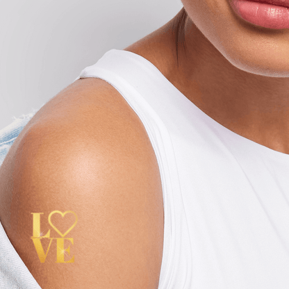Metallic Love Heart Temporary Tattoo 2 in x 2 in