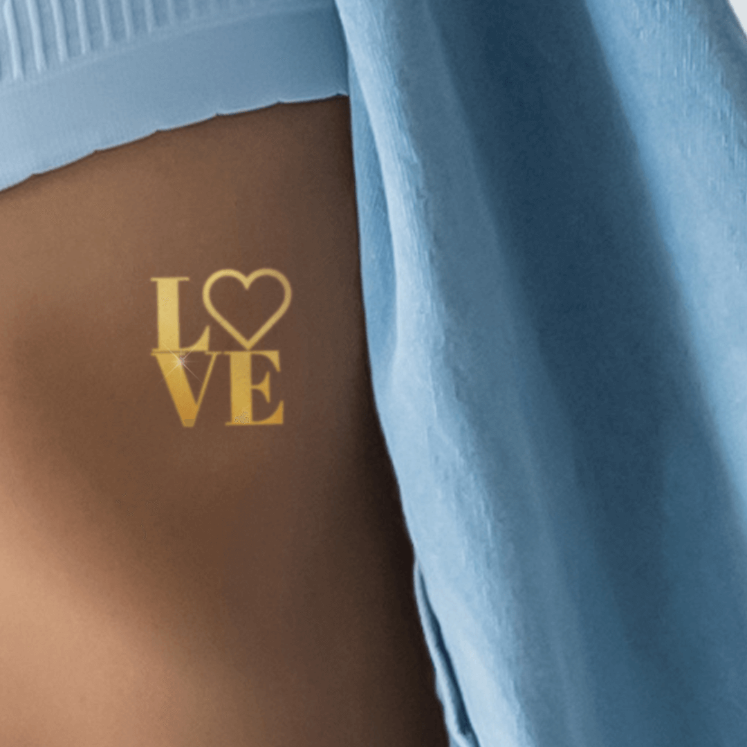 Metallic Love Heart Temporary Tattoo 2 in x 2 in