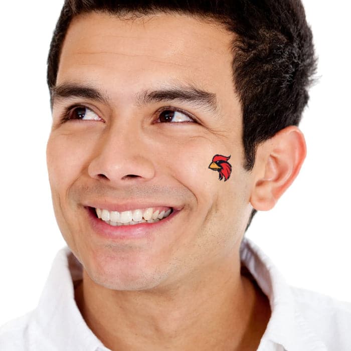 Small Cardinal Mascot Temporary Tattoo 1.5 in x 1.5 in