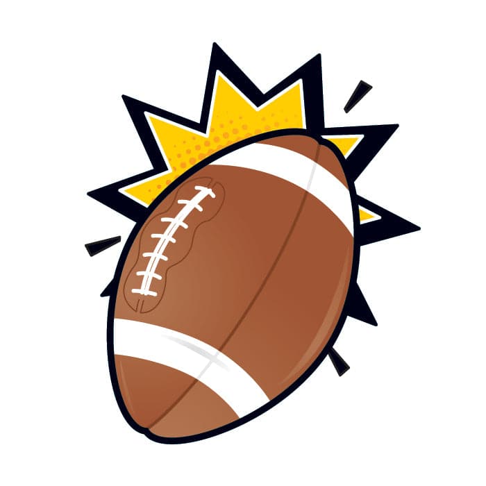 Small Football Icon Temporary Tattoo 1.5 in x 1.5 in
