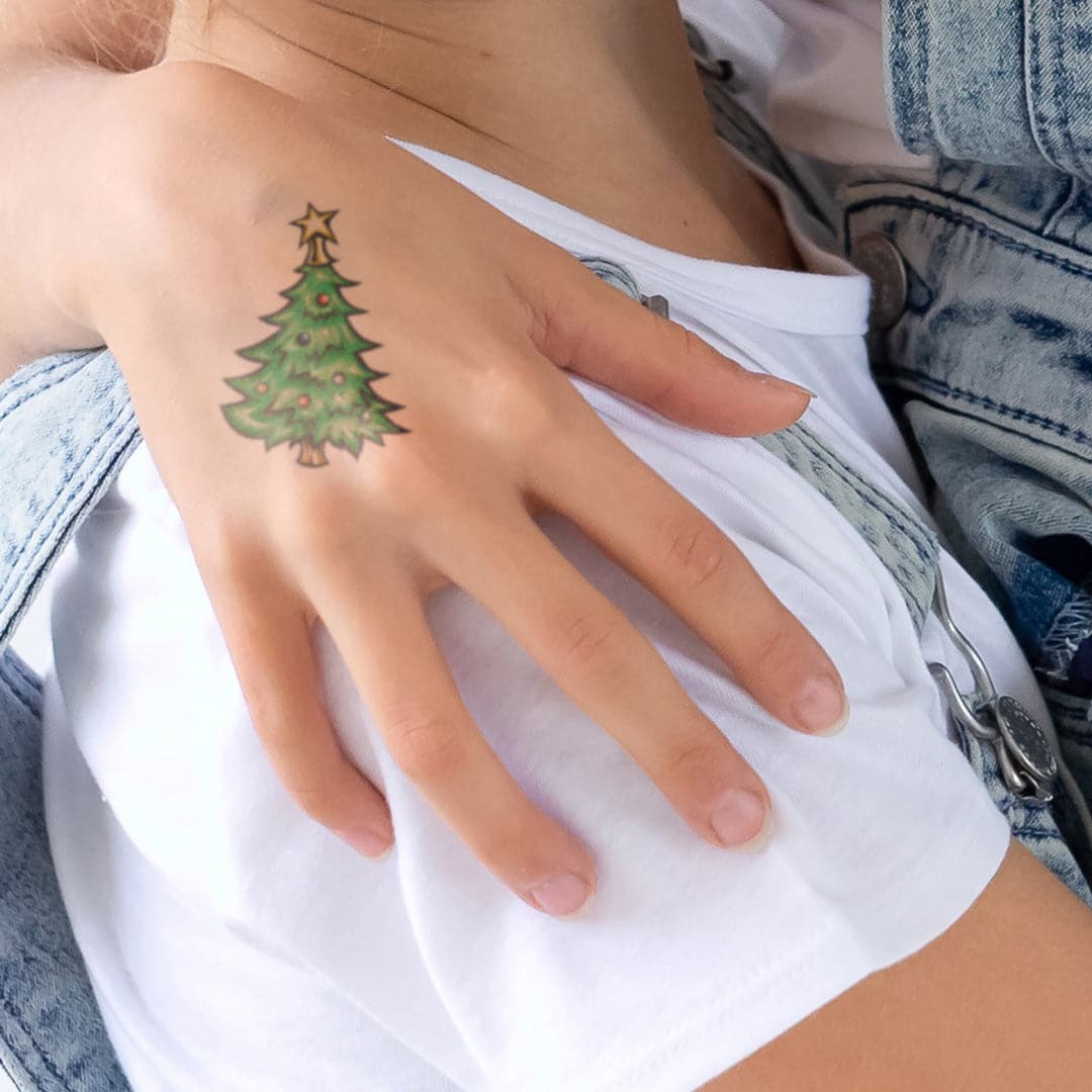 Christmas Tree Temporary Tattoo 2 in x 2 in