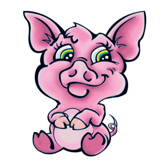 Cute Pig Temporary Tattoo 2 in x 2 in