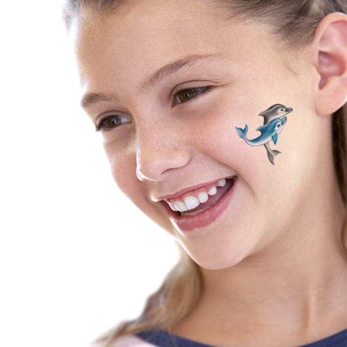 Two Dolphins Temporary Tattoo 2 in x 2 in
