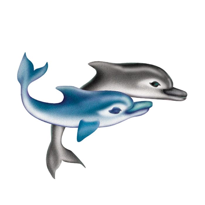 Two Dolphins Temporary Tattoo 2 in x 2 in
