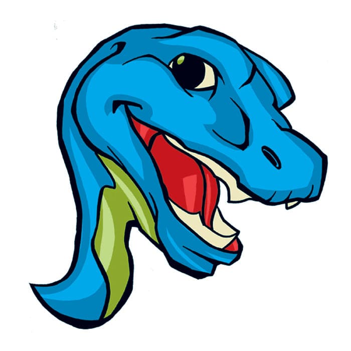 Blue Dinosaur Temporary Tattoo 2 in x 2 in