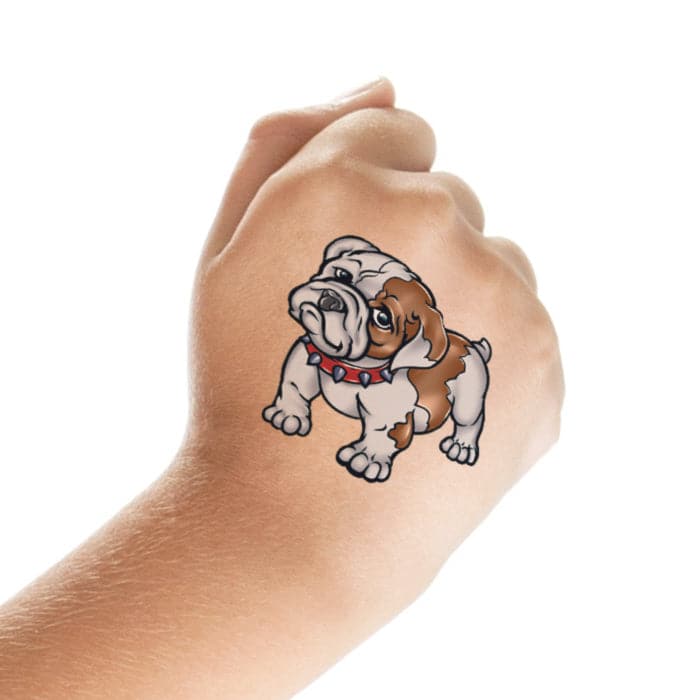 Cute Bulldog Temporary Tattoo 2 in x 2 in