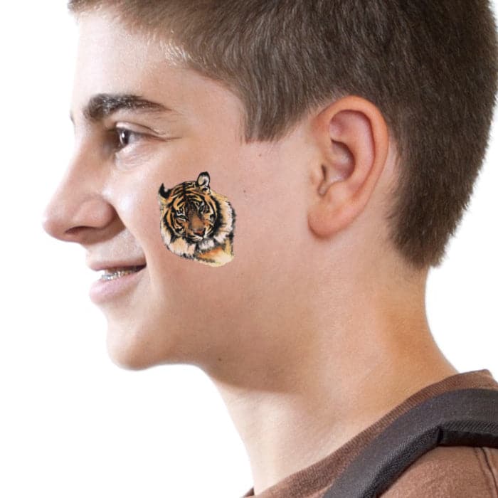 Tiger Face Temporary Tattoo 2 in x 2 in
