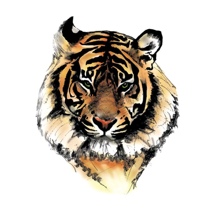 Tiger Face Temporary Tattoo 2 in x 2 in