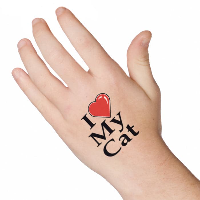 I Heart My Cat Temporary Tattoo 2 in x 2 in