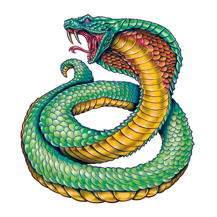 Cobra Snake Temporary Tattoo 2 in x 2 in