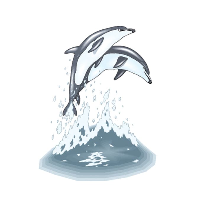 Leaping Dolphins Temporary Tattoo 2 in x 2 in