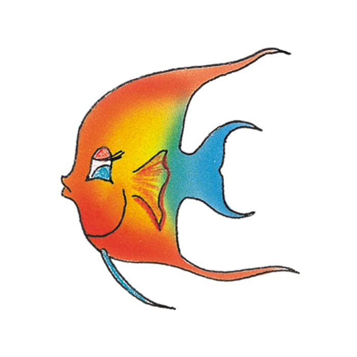Rainbow Angel Fish Temporary Tattoo 2 in x 2 in