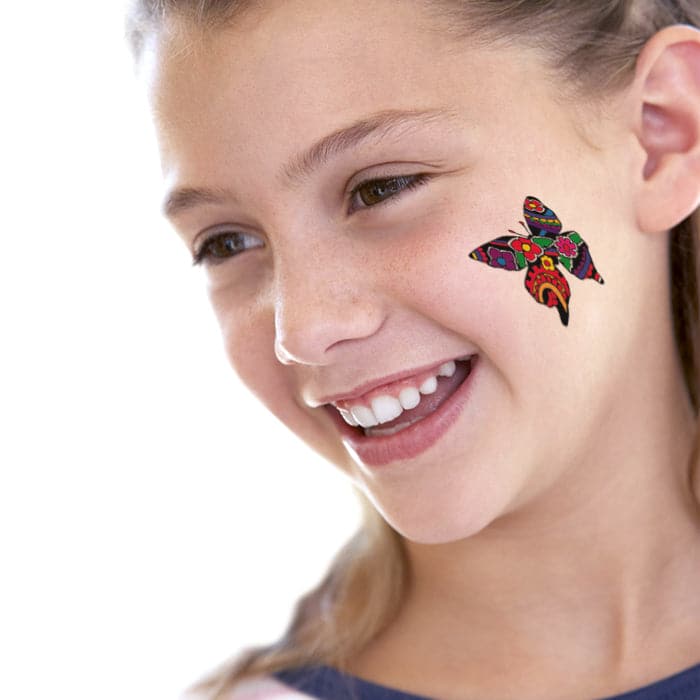 Patterned Butterfly Temporary Tattoo 2 in x 2 in