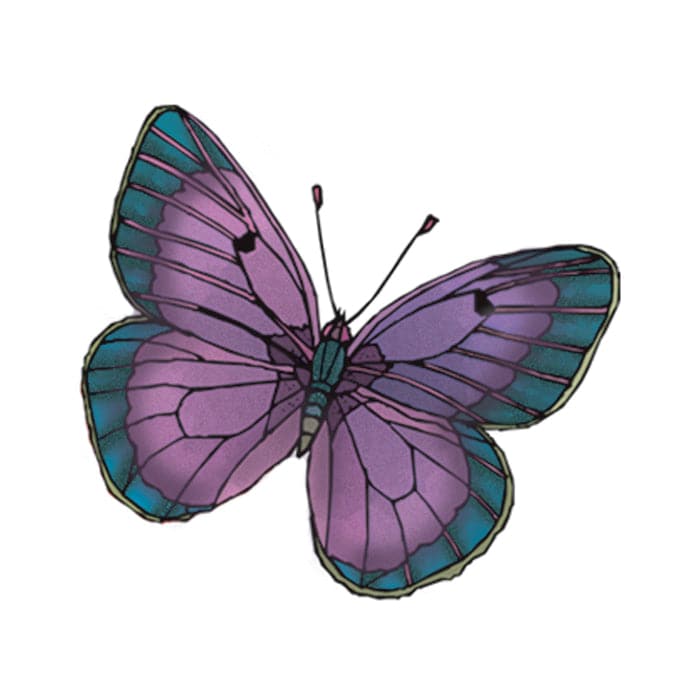 Purple and Green Butterfly Temporary Tattoo 2 in x 2 in