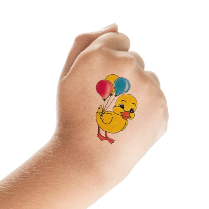 Duck with Balloons Temporary Tattoos 2 in x 2 in