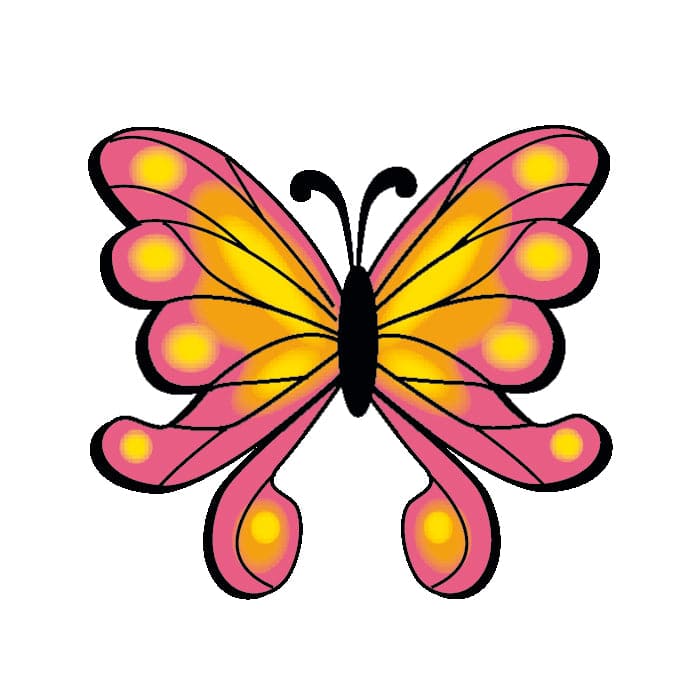 Orange and Pink Butterfly Temporary Tattoo 2 in x 2 in