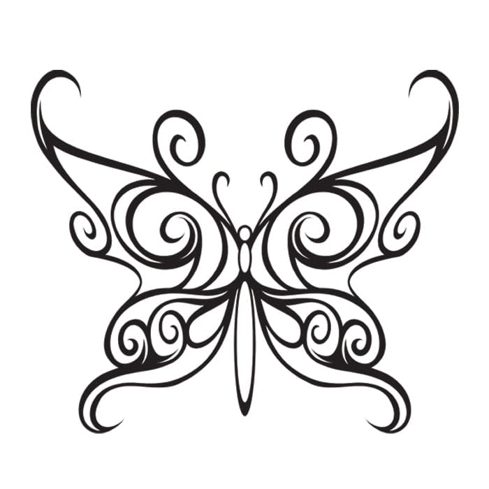 Black Tribal Butterfly Temporary Tattoo 2 in x 2 in