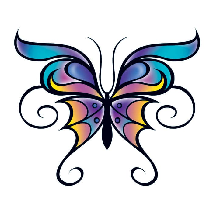 Butterfly with Swirls Temporary Tattoo 2 in x 2 in