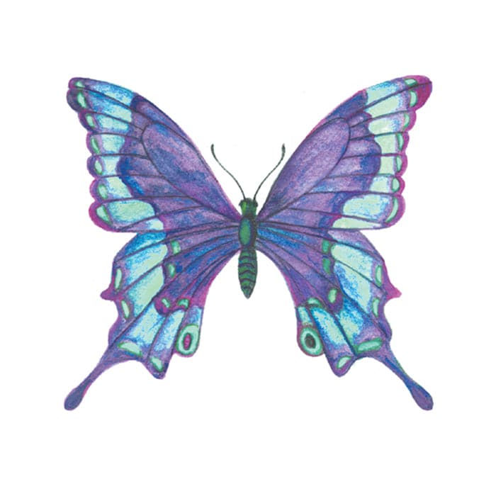 Blue Butterfly Temporary Tattoo 2 in x 2 in