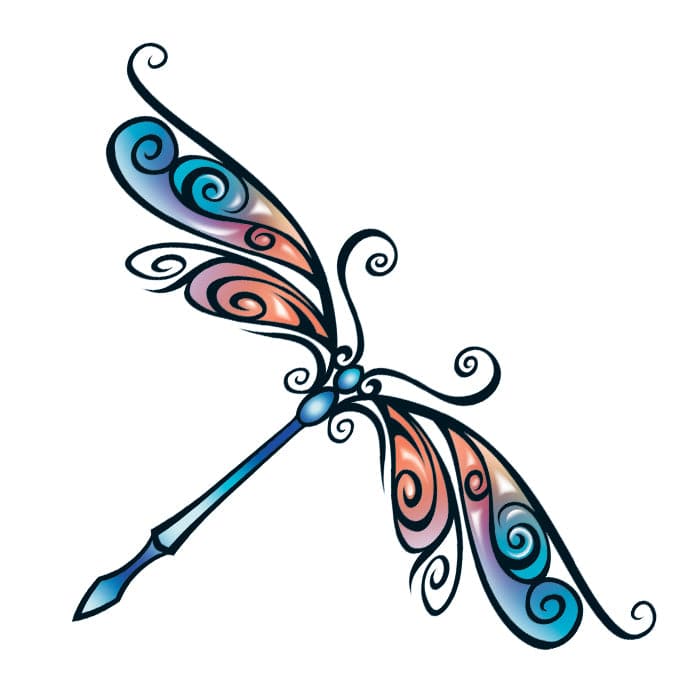 Tribal Dragonfly Temporary Tattoo 2 in x 2 in